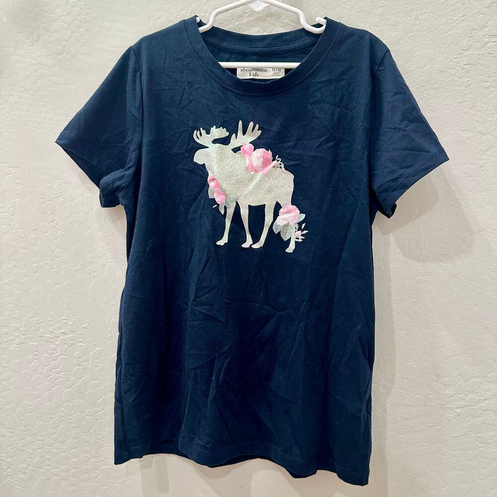 Abercrombie Kids Sparkly Moose Floral Short Sleeve Shirt